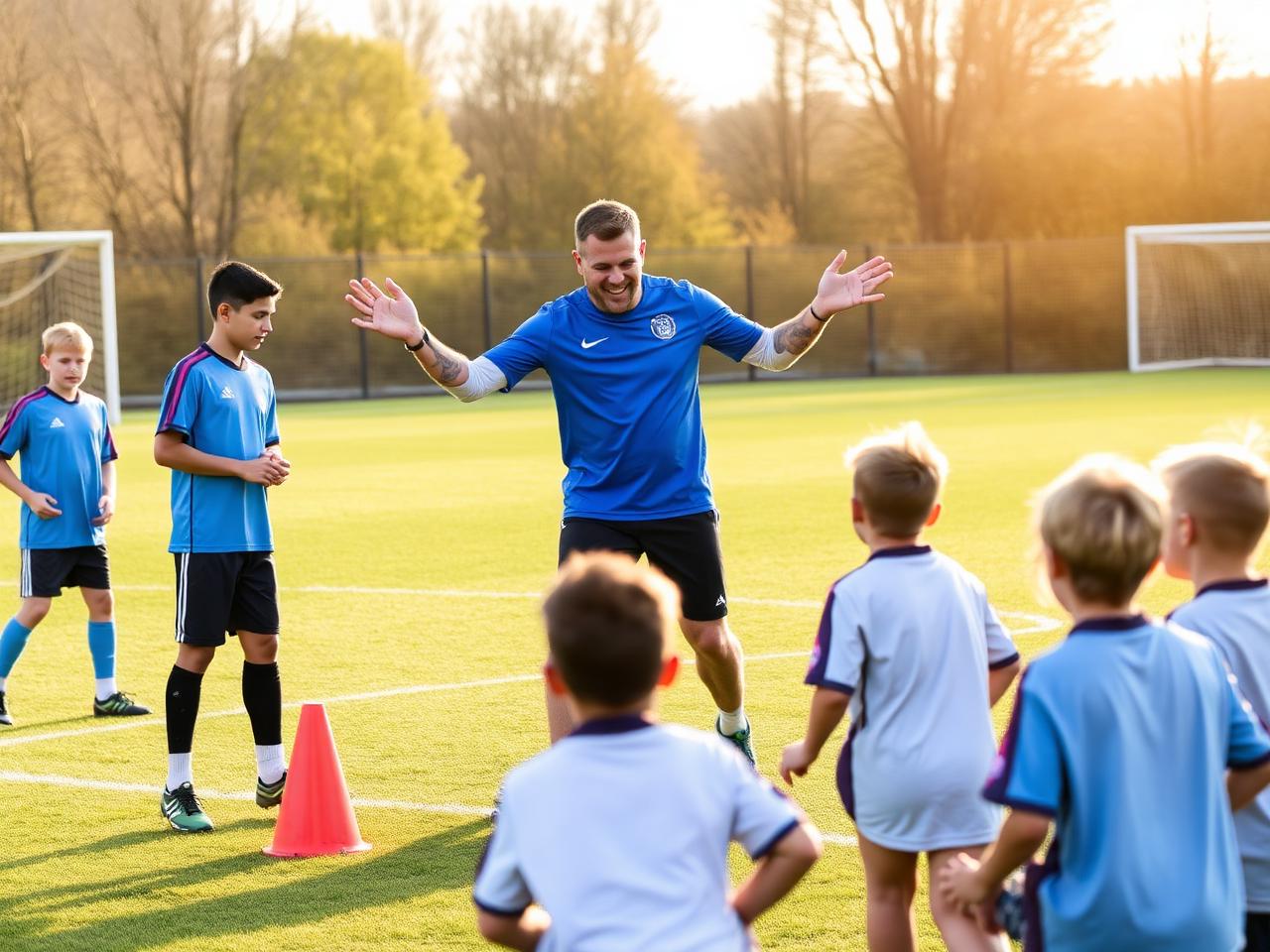 Coach Liam working with young players